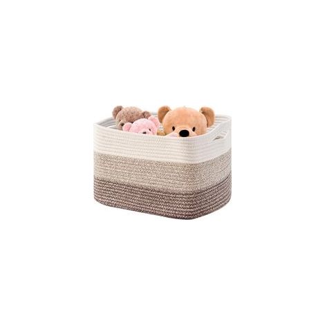 Grand panier à couvertures pour rangement, paniers tissés rectangulaires 53x43x30 cm,Paniere Linge pour couvertures de nursery pour salon, rangement de jouets avec anse - Dégradé de jaune (1/5)
