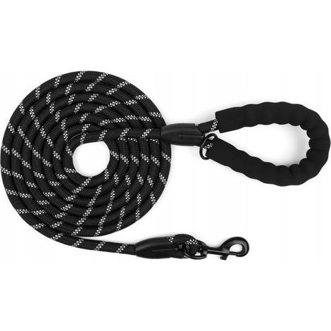 (Schwarz) 3 m Hundeleine – Dickes Seil – Reflektierend – Komfortabel (1/5)