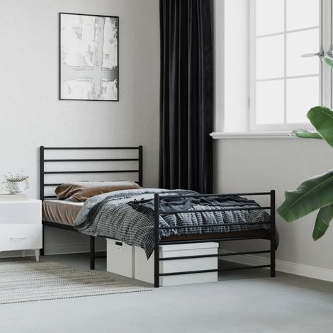Estructura cama sin colchón con estribo metal negro 90x200 cm vidaXL (1/5)