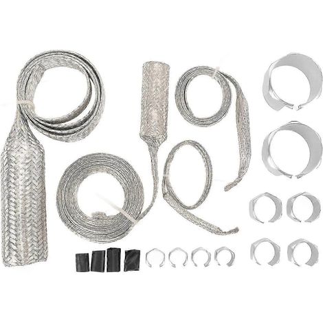 Kit de gaines décoratives en acier inoxydable pour durites de radiateur, gaine universelle résistante aux températures extrêmes, couleur argent. (1/5)