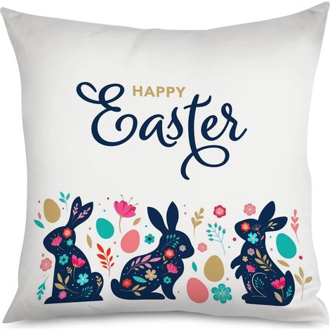 Housse de Coussin décoratif lapin aux œufs, joyeux (1/5)