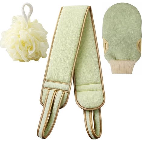 Serviettes de nettoyage du dos Serviettes Essentiels pour la maison Aides au bain et à la douche Kit de balle de traction du dos Essuyer (1/5)