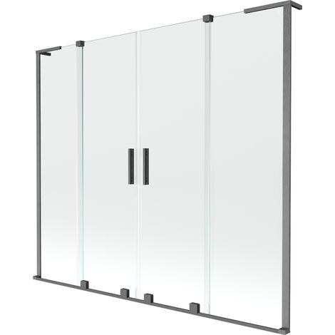 Mexen Velar L Duo pare-baignoire 2 volets coulissants 200 x 150 cm, transparent, gris canon brossé - 896-200-003-02-66 (1/2)