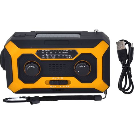 Multifunktionales AM/FM-Notfallradio mit Handkurbel, Taschenlampe, Solarbatterie und Powerbank für Camping – US-Orange-Version (1/5)