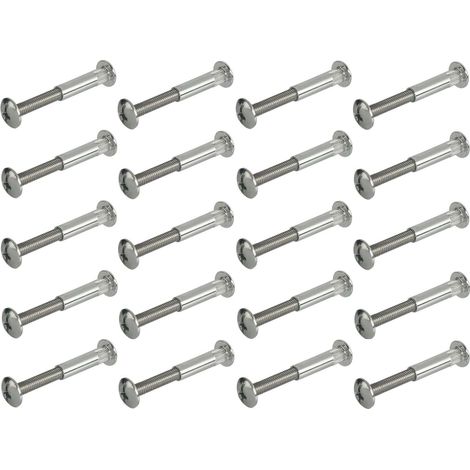 Cyclingcolors – Lot de 20 vis relieuses avec écrou douille tête plate – Vis cruciformes tête plate en acier – Fixation métal et bois – M6 x 30mm