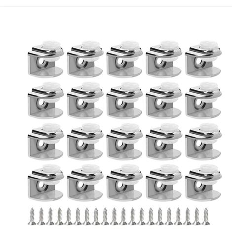Lot de 20 supports de verre réglables En alliage de zinc Pour verre de 5 à 8 mm (1/5)