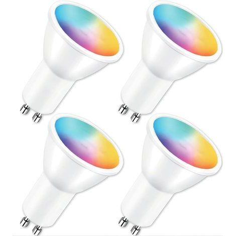 Ampoule Connectée Gu10 5W 400LM WiFi LED RGB 2700K-6500K Compatible avec Alexa/Google Home, APP Télécommande, Contrôle Vocal, Ampoule Intelligente, 4 PCS (1/5)