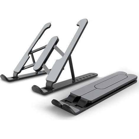 Support pour ordinateur portable, support pour ordinateur portable réglable à 7 niveaux, support pour ordinateur portable en plastique antidérapant, silicone et alliage d'aluminium (1/2)