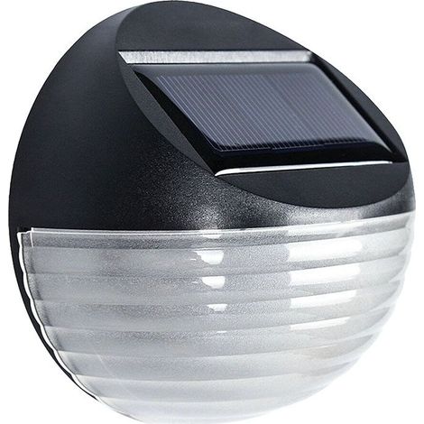 Solarbetriebene Wandgartenleuchte, rund, warmweiß, schwarz, 11 cm, 1 Stück. (1/2)