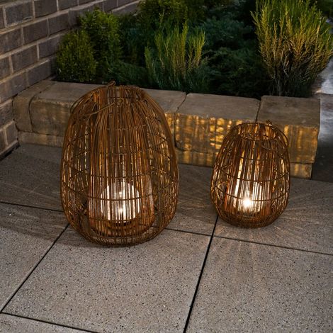 esotec Solar Rattanleuchten 2er Set, Crackle Bruchglas Kugel, Boho-Stil, 102283 (1/5)