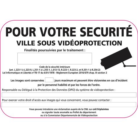 Panneau entrée de ville sous video protection (VPV002) Bretagne Classe 1 - 900 x 500 mm