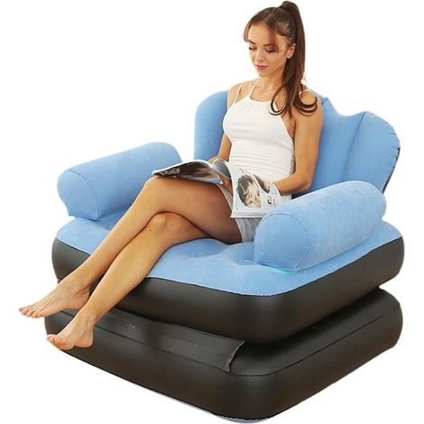 Trade Shop - Sillón Inflable Sofá Cama Plegable Colchón De Camping Portátil - (1/5)