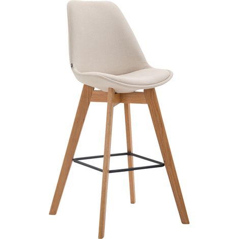 Taburete de bar x1 estilo escandinavo con asiento de tela color crema y estructura de madera natural 100005720 (1/5)