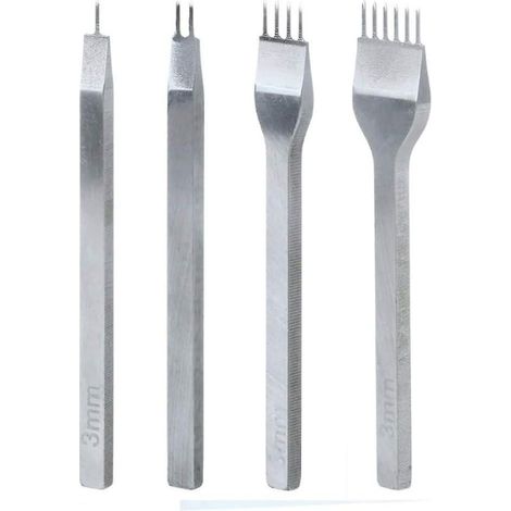 Kit de 4 outils de perforation, kit de bricolage cuir 4 mm, outils de perforation pour le travail du cuir, poinçon à griffes, outil de couture diamant. (1/4)