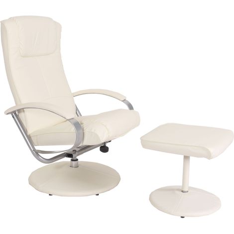 [NON UTILIZZATO] Poltrona relax reclinabile N44 ecopelle 101x68x83cm con poggiapiedi bianco