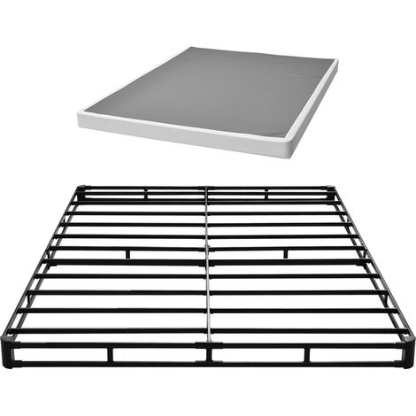 Sommier Tapissier, Cadre de Lit 2010x1510x102 mm, Sommier à Lattes avec Revêtement en Tissu Lavable, pour Lit Double Queen Size, Capacité de Charge Max. de 1587,57 kg, Structure en Métal (1/5)