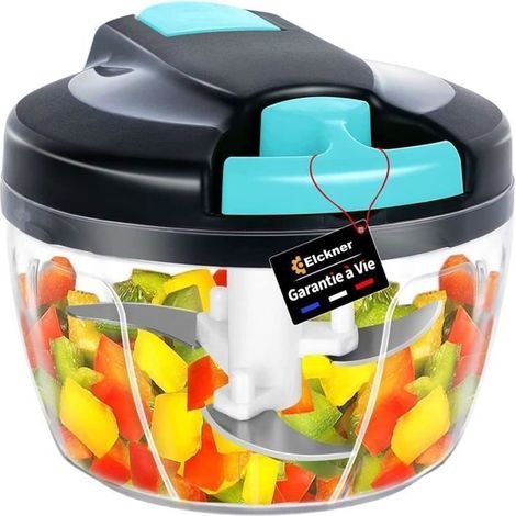 (Wie abgebildet) Mini-Zerkleinerer, manuell, 550 ml, Zwiebelschneider, manueller Mixer, Edelstahl, 3 Klingen, für Knoblauch, Fleisch, Babynahrung, Obst (1/4)