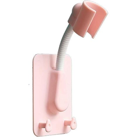 Support de pommeau de douche réglable, rotatif, sans perçage, adhésif mural, étanche, rose. (1/5)