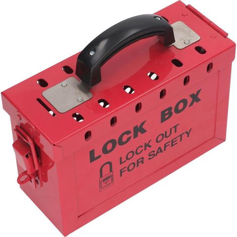 Boîte de cadenas de sécurité de grande capacité, acier inoxydable, rouge
