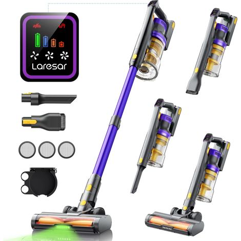 Laresar X11-Aspirateur sans fil 550W, puissance d'aspiration 55000PA, godet à poussière pour maison intelligente, autonomie de 60 minutes, jeu de filtres 3 pièces (1/5)