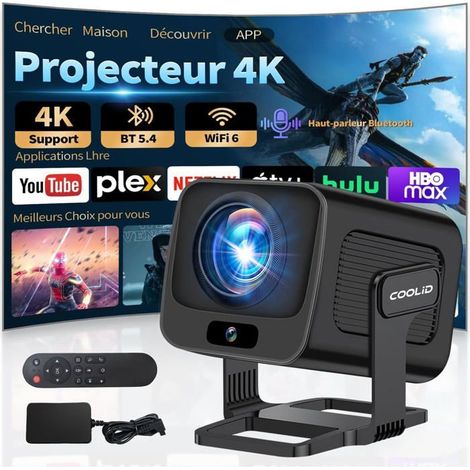 Vidéoprojecteur portable Full HD 1080p WiFi 6 Bluetooth 5.4 Android TV, autofocus & correction trapézoïdale