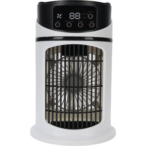 Ventilateur et climatiseur portable 4 en 1, 6 vitesses de ventilation, réservoir d'eau grande capacité de 300 ml, humidificateur et rafraîchisseur d'air pour la maison (1/5)
