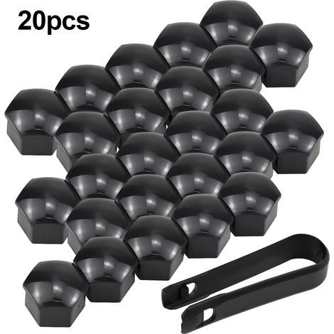 Capuchons D'écrou de Roue, Boulon Ecrou Couvre 20 Cache-écrous Boulon de Roue écrou Capuchon Cache-vis Noir Cache éCrou Hexagonal avec Outil Demontage, Antipoussière, DéCoration de Voiture- (1/3)