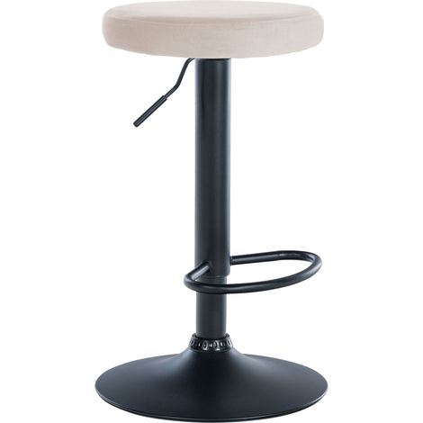 Sgabello da bar x1 design semplice altezza regolabile velluto crema rivestimento gambe in metallo nero 100005351