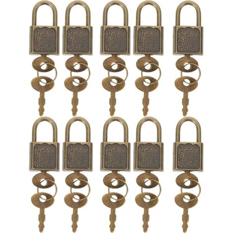 Lot de 10 petits cadenas en fer avec clé vintage pour coffres à thème, usage polyvalent et design (1/5)