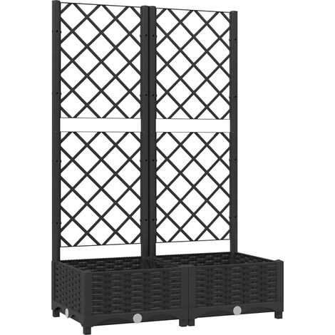 vidaXL Garden Planter with Trellis Black 80x40x121,5 cm PP (1/5)