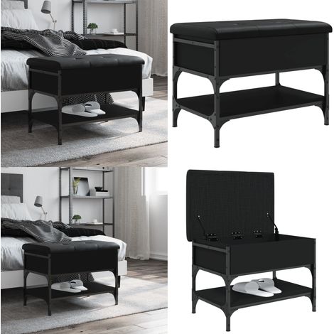 Banc à chaussures noir 62x42x45 cm bois d'ingénierie - Banc Chaussure - Banc Entrée - Rangement Chaussures - Meuble Entrée - Banc Coffre - Home & Living (1/5)