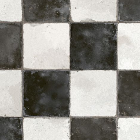 Carrelage Vintage effet Carreau ciment Noir Damier 45x45x0,95 cm Rovessa - Sol et mur intérieur (vendu par carton de 1 m²) - RO'MA CARRELAGE