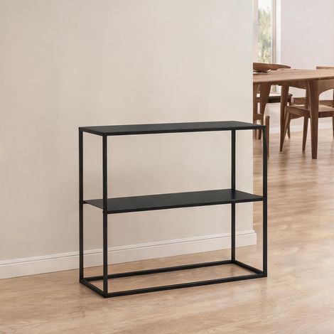 Console coloris noir en acier 90 x 30 x 75 cm (1/5)