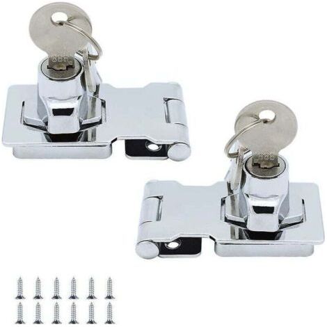 2er-Pack Metallschloss-Überfalle, 65 mm, Türriegel, Schnalle mit Vorhängeschloss und Schlüssel, vergoldete Hardware (1/3)