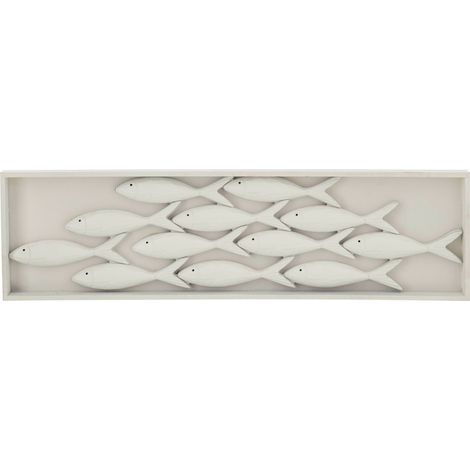 Décoration murale poisson en bois blanc - Blanc (1/4)