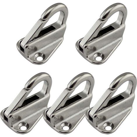 Tuserxln – Lot de 5 mousquetons en inox sur platine – Charge maximale 150kg – Diamètre oeillet 10mm – Pour chantiers humides et espaces confinés (1/5)
