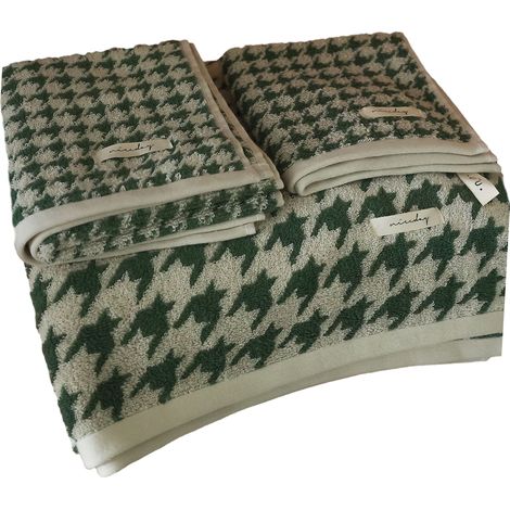 3 serviettes de bain coton, serviette carrée + serviette de bain + gant de toilette, dimensions variées, absorption élevée, séchage rapide (1/5)