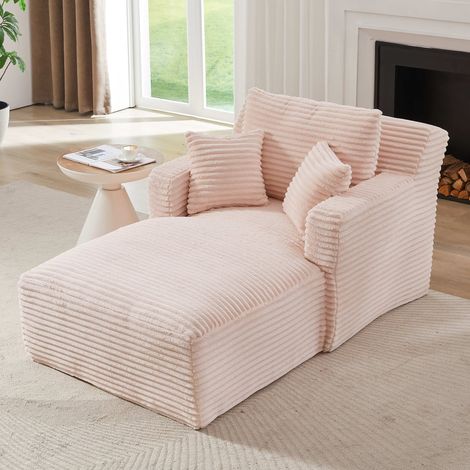Canapé convertible 1 place en velours côtelé – Grand format – Repos familial pour salon, chambre, lecture et sieste – 166 × 100 cm – Rose (1/5)