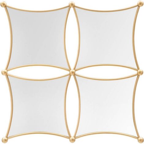 Composizione specchi da parete cornice in ferro color oro per salotti e camere da letto -68 x 68 cm (1/5)