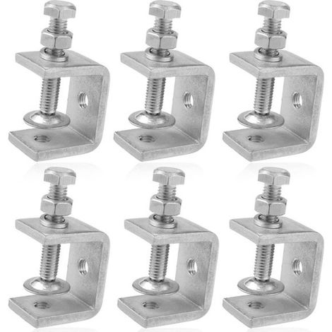 Lot de 6 serre joints en C en acier inoxydable avec vis à six pans creux M8 plage de serrage de 0 à 25 mm pour travail du bois et assemblage par soudure couleur argentée (1/5)