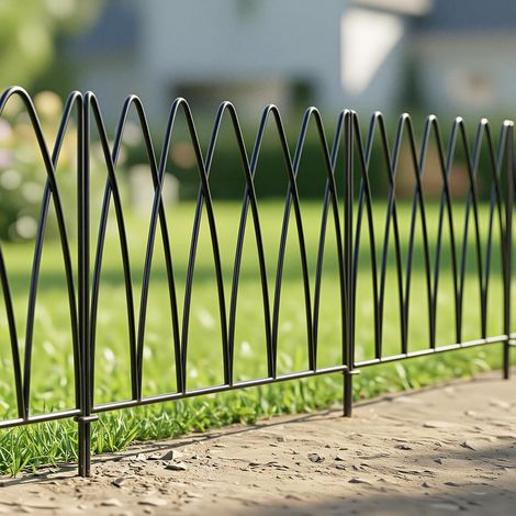 clôture de jardin décorative en métal 45 cm x 45 cm (5 panneaux, longueur totale 2,3 m), panneau de clôture pour parterre de fleurs, arbres, barrière pour animaux (1/5)