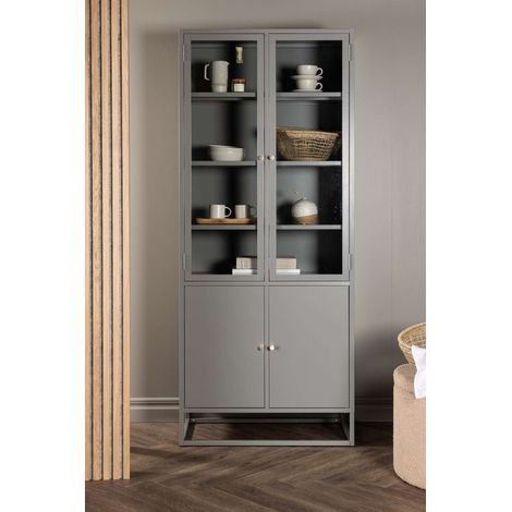 Bakal citrine 2 portes en verre, 2 portes gris clair.