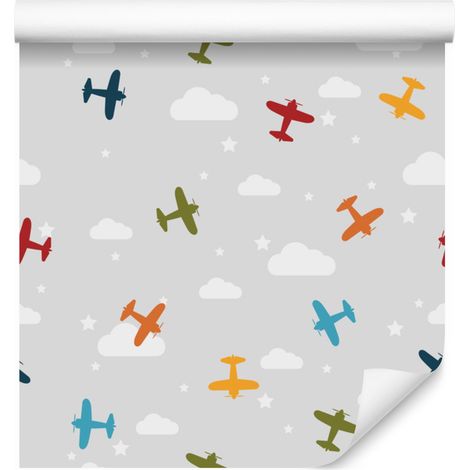 Papel pintado Aviones coloridos entre las nubes para salón y dormitorio 50x1000 cm (1/5)