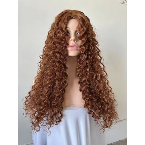 Perruque lace front bouclée en cheveux humains, HD transparente, sans colle, pré-coiffée pour femme, bébés cheveux, boucles serrées, afro, longue chevelure frisée, fibre synthétique, raie au milieu (1/2)