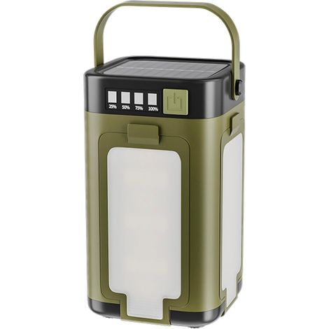 Tragbare, wasserdichte (IPX4) LED-Camping-Taschenlampe, wiederaufladbar mit 2000-mAh-Solarladefunktion und LED-Ladeanzeige, 6 Leuchtmodi (1/4)
