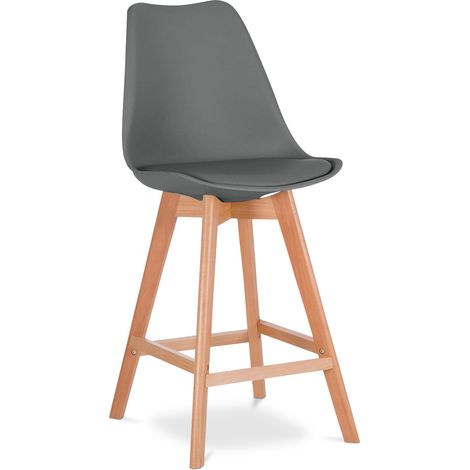 Hocker im skandinavischen Stil - Holzbeine - Denisse Dunkelgrau