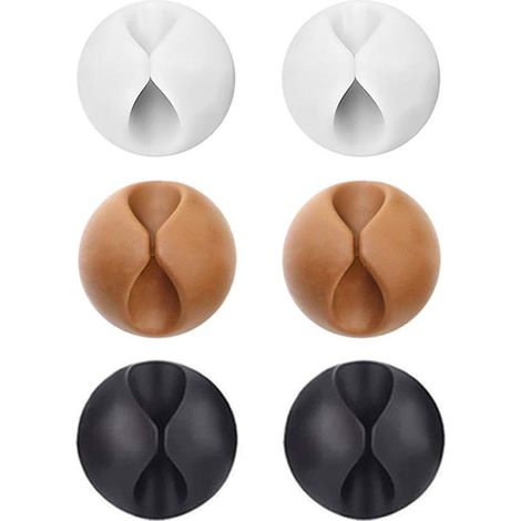 Lot de 6 attaches de câbles robustes, gestion et organisation des câbles, auto-adhésives, organiseur de bureau-AquaForge (1/5)