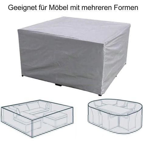 Housse pour table et chaises de jardin en tissu Oxford argenté 210D, imperméable, coupe-vent et anti-UV, dimensions approximatives : 140 x 120 x 100 cm (1/5)