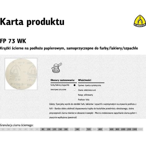 KLINGSPOR KRĄŻEK 125 FP73WK 100szt. 600 FOLIOWE DO LAKIER/SZPACHLA