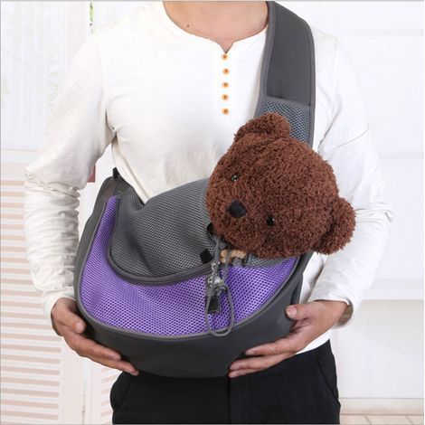 Haustiertasche, tragbare Reise-Schultertasche für Katzen und Hunde, atmungsaktiver Mesh-Haustierrucksack (Lila) (1/5)